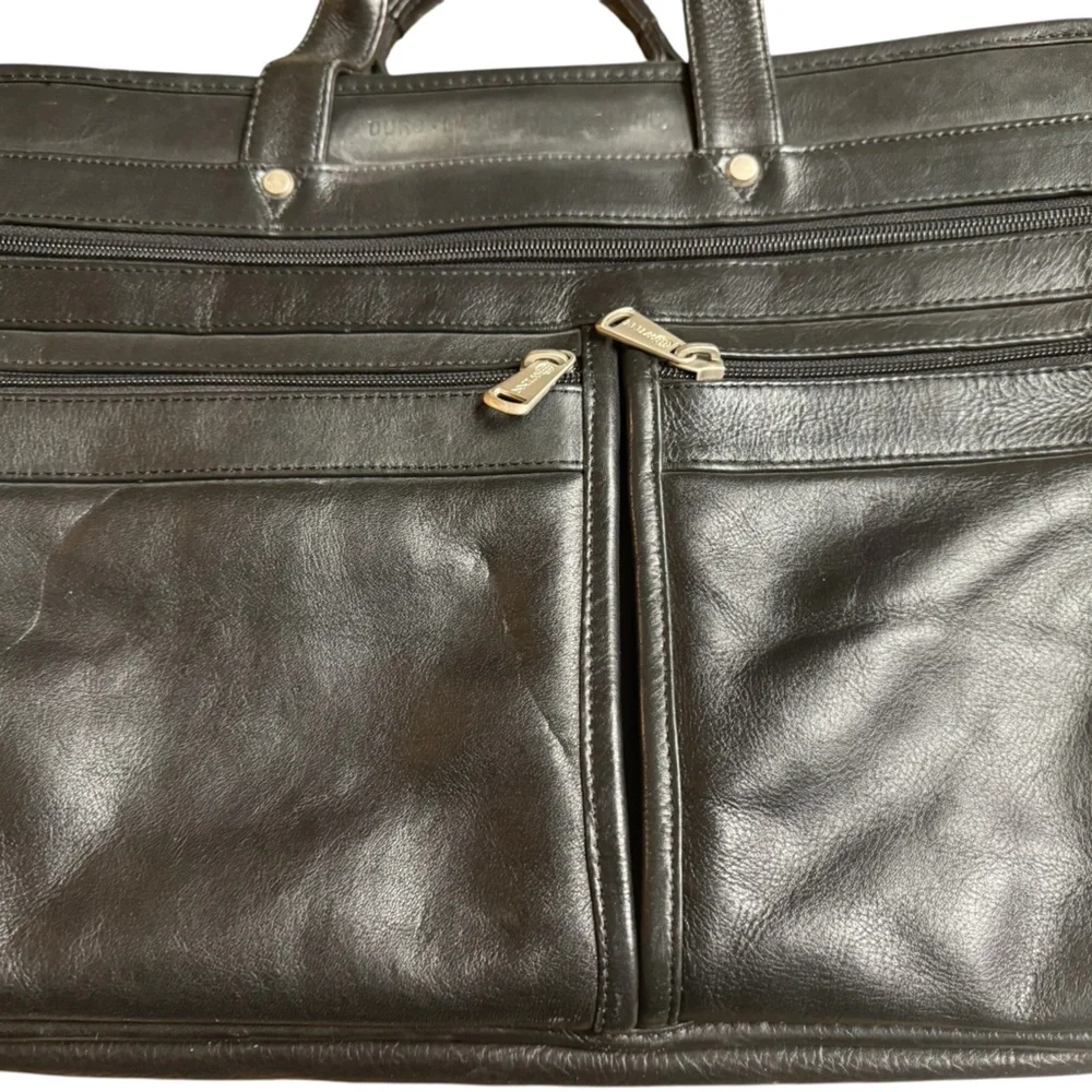 High End Winn Black Supple Leather Men's Briefcase Laptop Bag Shoulder Bag NICE